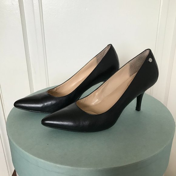 Calvin Klein Nadine Black Leather Heels - Picture 3 of 6